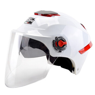 骑士（ QISHI ）682电动摩托车头盔男 电瓶车安全帽女 双镜片四季半盔 夏季 均码 反光尾灯款 白色