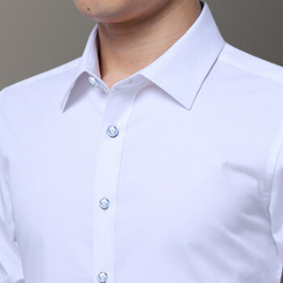猫人（MiiOW）衬衫2019春季新款男士商务休闲简约纯色大码长袖衬衣A180-5618A白色5XL
