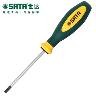 世达（SATA）G系列三色柄一字螺丝批  4.5x300 黄绿 63715