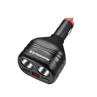 纽曼(Newsmy)车载充电器 快充3.0 双USB 一拖二6.2A 12V/24V车充电器头双点烟器口K8升级版黑红色