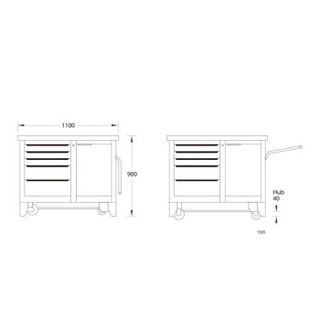 吉多瑞 1505 移动式工具台 H715xW1025xD30mm 6621780