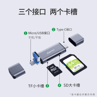 绿巨能（llano）USB3.0读卡器 多功能五合一手机读卡器支持OTG/USB3.0/SD/Type-C/TF/MicroUSB相机读卡器