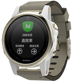 佳明（GARMIN）Fenix5S飞耐时5S中文蓝宝石玻璃镜面皮表带GPS多功能登山跑步智能运动表游泳户外腕表光学心率