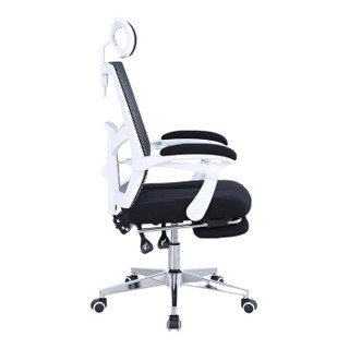 中伟（ZHONGWEI）电脑椅人体工学座椅书房办公椅午休可躺转椅带搁脚-黑白色