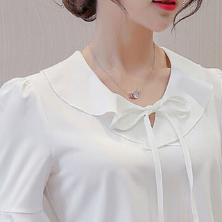 俞兆林 2019夏季新款女装韩范甜美宽松上衣气质百搭短袖雪纺衫 YWXF192342 白色 M