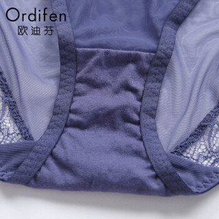 ordifen 欧迪芬 女士内裤 性感蕾丝网纱透气中腰棉质舒适三角内裤 XP9201 蓝粉色 XL