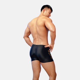 361度 游泳裤男士 专业运动平角速干宽松舒适海边泡温泉泳裤游泳装备 黑色 XL