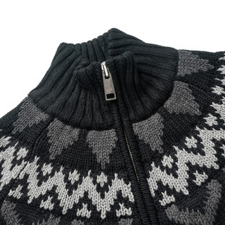 ARMANI EXCHANGE阿玛尼奢侈品男士个性修身图案提花拉链针织外套 6YZE1W-ZMN6Z BLACK0256 XS