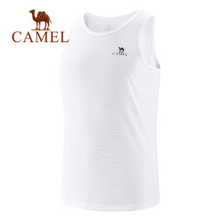 骆驼（CAMEL）健身服男运动背心篮球速干训练紧身衣高弹跑步打底衫无袖 T9S2Q8139白色 L