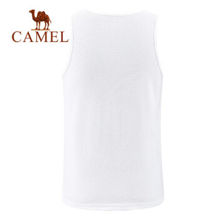 骆驼（CAMEL）健身服男运动背心篮球速干训练紧身衣高弹跑步打底衫无袖 T9S2Q8139白色 L