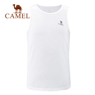 骆驼（CAMEL）健身服男运动背心篮球速干训练紧身衣高弹跑步打底衫无袖 T9S2Q8139白色 L