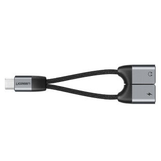 绿联 Type-c耳机转接头 USB-C音频转接线充电听歌二合一手机数据线转3.5mm 适用小米9/8华为mate20/P30 50981