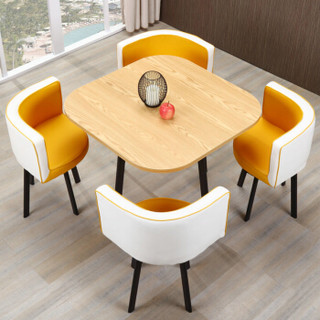 摩高空间 洽谈桌椅组合商务接待会议桌奶茶店休闲正方形小户型饭桌-白色