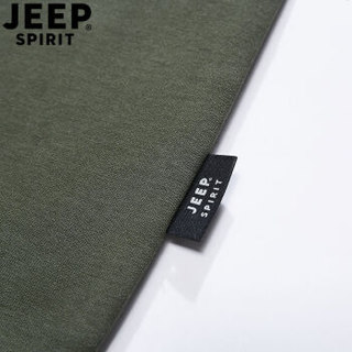 吉普 JEEP 长袖T恤男 2019春季新款男士圆领套头卫衣打底衫男装上衣印花体恤 LS15004 军绿 XL