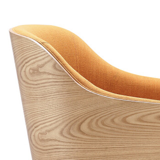 佳佰 佳佰 椅子 北欧现代简约单人实木靠背办公椅咖啡椅休闲布艺沙发椅子橙色+原木色腿