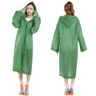 WELLHOUSE 户外雨衣男女加厚带帽雨披旅行用品 军绿色