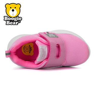 Boogie Bear 韩国童鞋2018春季新款儿童跑步鞋男童运动鞋女童鞋防滑 BB181S0104 粉色 23