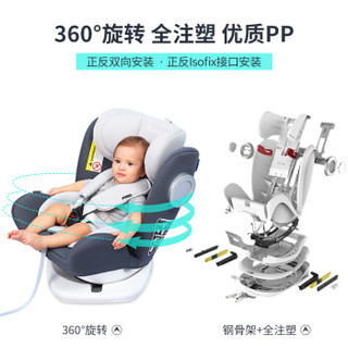 瑞贝乐 reebaby 360度旋转汽车儿童安全座椅婴儿可躺卧0-3-4-12岁全实心注塑骨架isofix硬接口升级款经典红