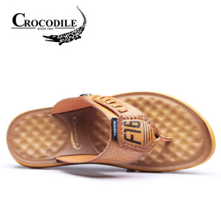 Crocodile 鳄鱼恤 夹趾软底透气时尚休闲舒适凉鞋男 WB00376003 黄色 42