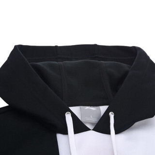 LI-NING 李宁 运动时尚系列 男子加绒宽松套头连帽卫衣 AWDN811-4 标准黑标准白 S