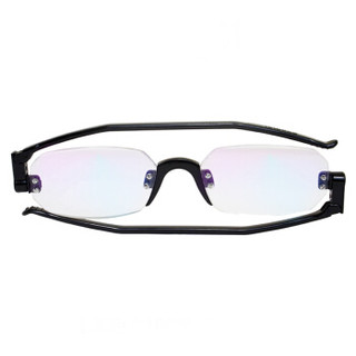 纳尼尼（NANNINI）时尚轻盈男女老花眼镜NF507防蓝光折叠便携老光镜防辐射商务无框老人眼镜 黑色 150度