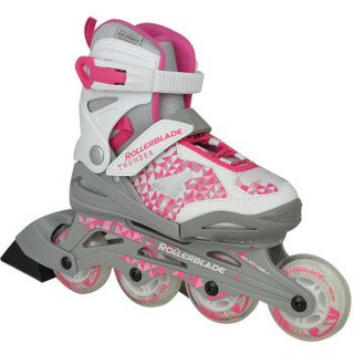 罗勒布雷德 Rollerblade 溜冰鞋 儿童轮滑鞋男女可调旱冰鞋直排滑轮鞋thunder粉白色L码