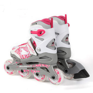 罗勒布雷德 Rollerblade 溜冰鞋 儿童轮滑鞋男女可调旱冰鞋直排滑轮鞋thunder粉白色L码