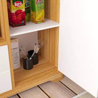 时黛家居 餐边柜 茶水柜储物柜木质简易橱柜碗柜加勒比松木+暖白A1602