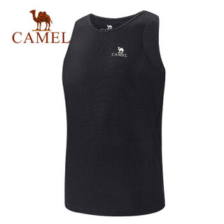 骆驼（CAMEL）健身服男运动背心篮球速干训练紧身衣高弹跑步打底衫无袖 T9S2Q8139黑色 M