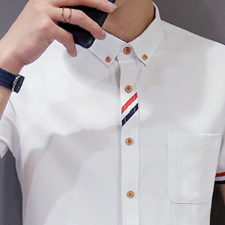 猫人（MiiOW）短袖衬衫2019夏季新款男士休闲时尚百搭短袖衬衣QT2022-CS06白色2XL