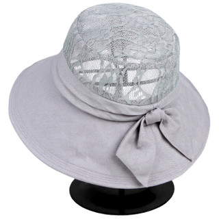 兰诗雨春夏女士防晒太阳帽可折叠沙滩帽蕾丝拼接遮阳帽子M0620 优雅灰