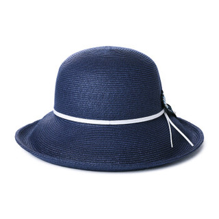 Siggi CM99060 帽子女夏天韩版防晒度假草帽优雅沙滩遮阳帽百搭可折叠太阳帽 藏青色 57CM