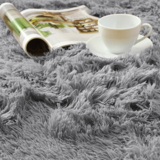 布拉塔（Brata）地毯 素色防滑地垫 客厅卧室沙发欧式加厚加柔丝毛地毯茶几毯爬行垫 长绒蓝灰 140*200cm
