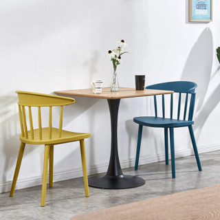 华恺之星餐椅北欧式简约家用餐厅咖啡椅凳子塑料休闲椅子HK905黄色