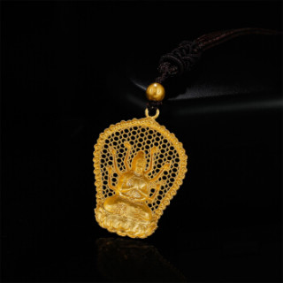 商品周六福 珠宝男款千手观音足金黄金吊坠 古法黄金aa043864 金重约