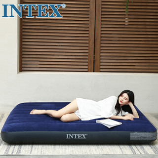 INTEX 2019年线拉蓝色款64755家用充气床垫户外气垫床特大加高 双人折叠床183*203*25cm躺椅充气垫防潮垫