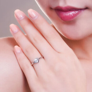 鸣钻国际 唯爱 30分钻戒女 白18k金钻石戒指女戒 结婚求婚钻石对戒女款 H/SI 17号
