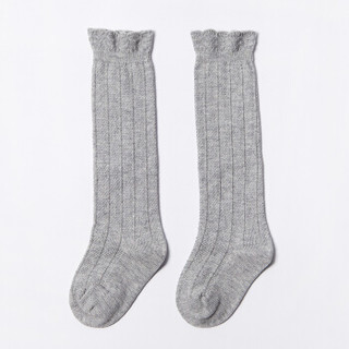 馨颂 婴儿袜子两双装女童精梳棉高筒套装 R140F2 灰色+卡其 14-16(S)(0-1岁)