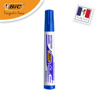BIC比克 大圆头白板笔（蓝）可擦 法国进口文具 易擦办公会议油性笔 两只装