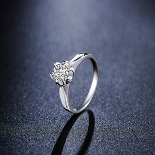 鸣钻国际 50分钻戒女 白18k金钻石戒指结婚求婚女戒 情侣钻石对戒女款 魅影 15号