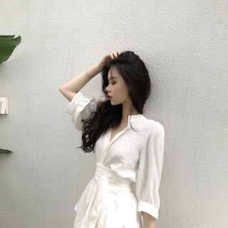 维迩旎 2019夏季新款女装新品很仙法国小众韩版气质两件套装裤女 zxALYN-8346 白色 S