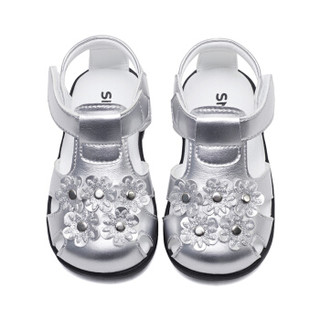 斯纳菲童鞋女童春新款小公主宝宝1-3岁婴儿学步软底凉鞋19732银色24