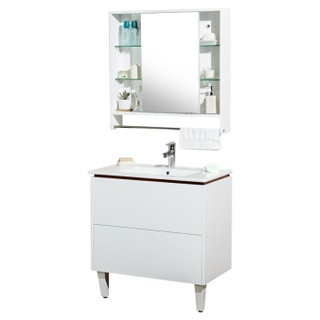 贝朗（BRAVAT）V33857W-W 浴室吊柜 陶瓷台盆 浴室柜组合套装800mm镜柜款（不含马桶、花洒、龙头）