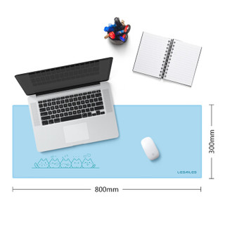 飞遁（LESAILES）800*300*3mm可爱团子猫咪蓝色游戏电竞鼠标垫 超大电脑键盘桌垫 易清洁