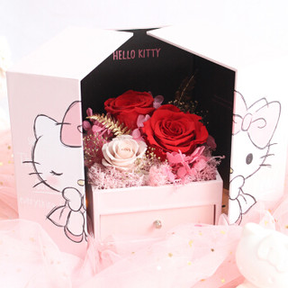 HELLO KITTY凯蒂猫红色永生花玫瑰花礼盒鲜花速递同城520情人节鲜花礼物生日礼物送女生送女友