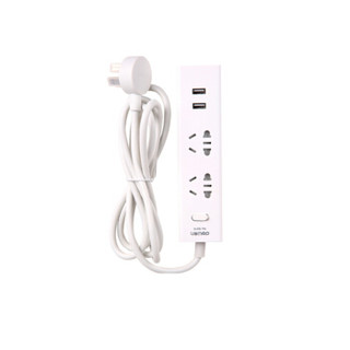 得力 插座/插排插/线板 得力（deli）18216 4插位（含2位USB插口）1.8米延长线多功能电源插座(白)