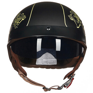 TORC摩托车头盔春夏新款男女复古哈雷头盔电动车小半盔T535 哑黑 OLD BANNER L码