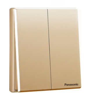松下( Panasonic)开关插座面板 二开多控开关面板 双开多控墙壁墙面开关 悦宸系列86型 WMWM596MYZ 金色