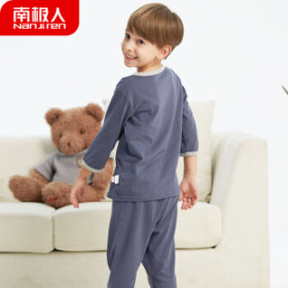 南极人Nanjiren儿童家居服内衣套装男童女童纯棉睡衣中大童空调服宝宝长袖衣服 藏青 130