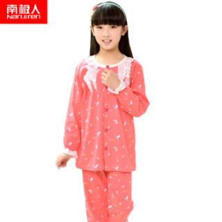 南极人(Nanjiren)儿童家居服男童女童短袖睡衣夏季薄款中大童衣服可爱卡通款 女童短袖西瓜红小狗 130